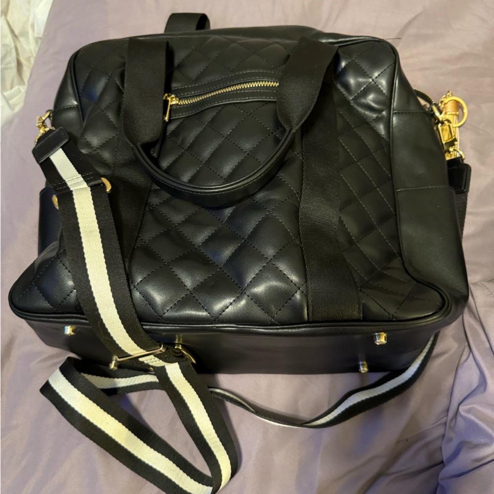 Black Quilted Tote Shoulder Bag